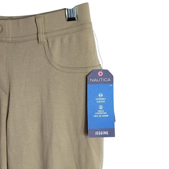Nautica School Uniform Jeggings Khaki SZ 14 Pants Flat Front Pull On Pockets NWT - Picture 4 of 8